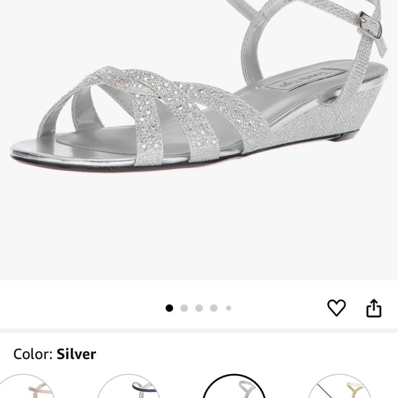 Benjamin Walk Touch Ups Elegant Silver Strappy Wedge Sandals - NWOT - Picture 2 of 10